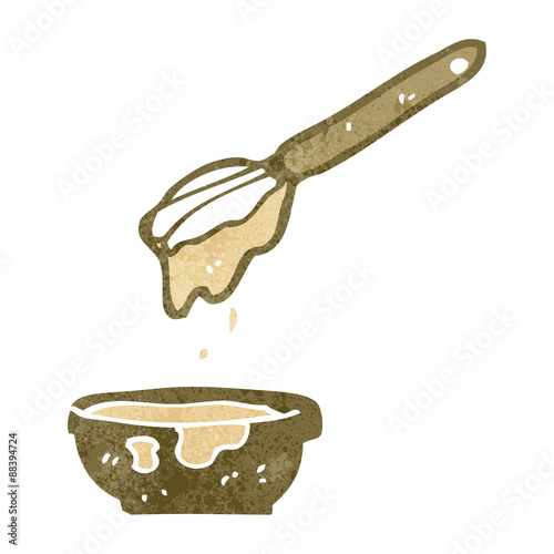 retro cartoon whisking mixture