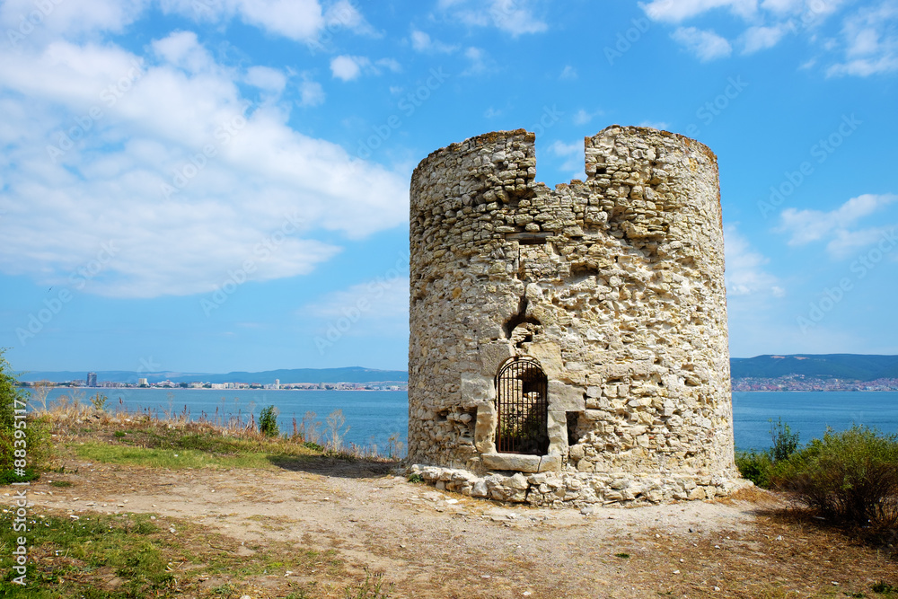 Ancient watchtower in old city of Nessebar, Bulgaria