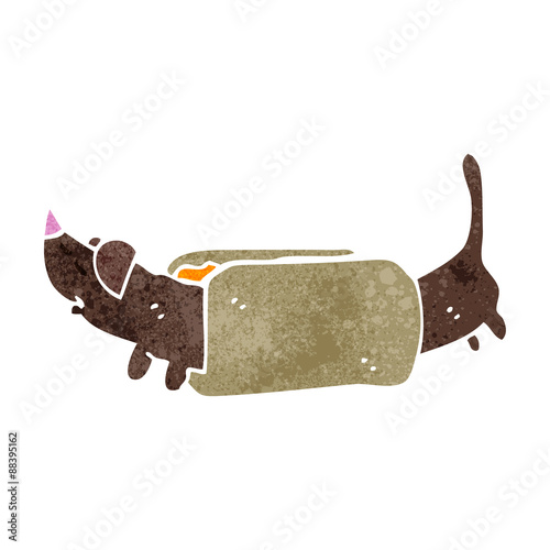 retro cartoon hotdog