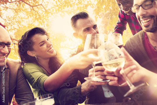 Canvas Print Diverse People Friends Hanging Out Concept