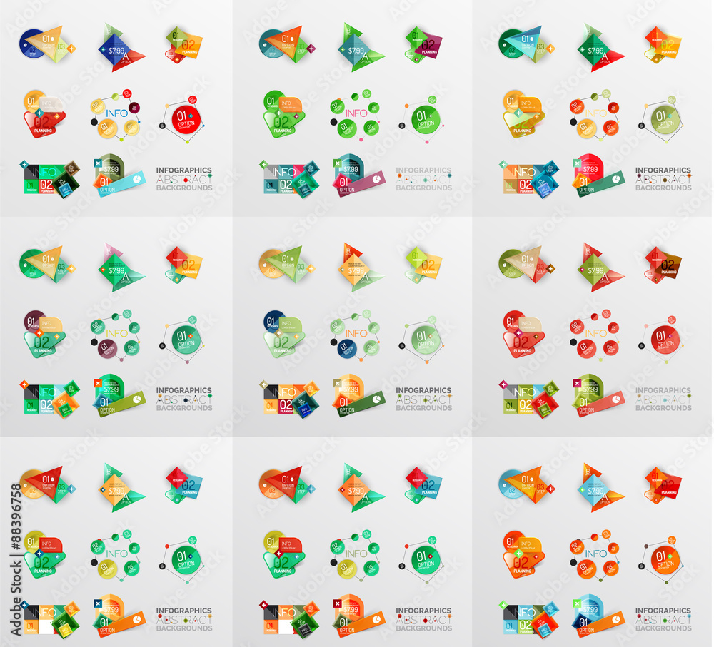 Fototapeta premium Geometric banners, templates, layouts. Paper graphics Mega