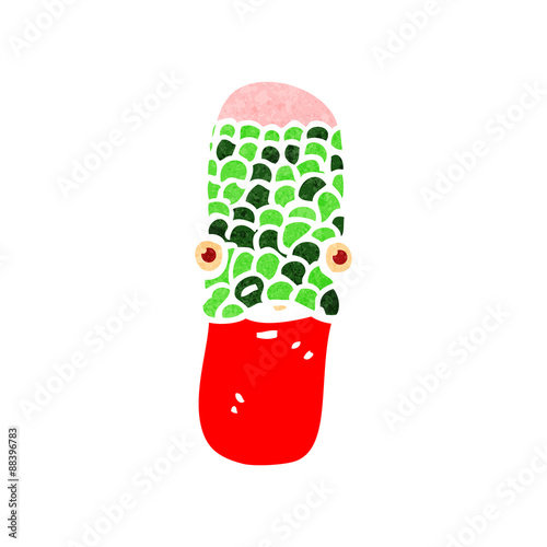 retro cartoon medical capsule