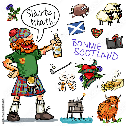 Bonnie Scotland cartoon clipart collection