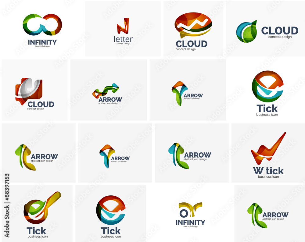 Set of tick ok, cloud or arrow concept icons Set of tick ok, cloud or arrow concept icons