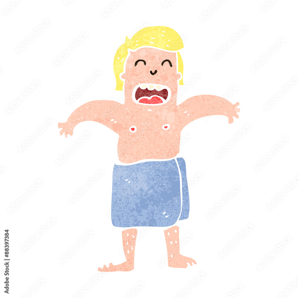retro cartoon man in towel