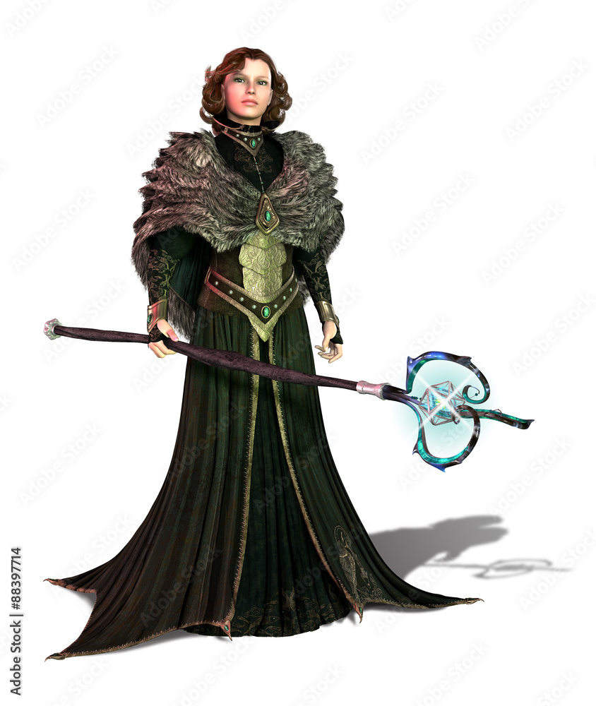 Sorceress with a magic staff