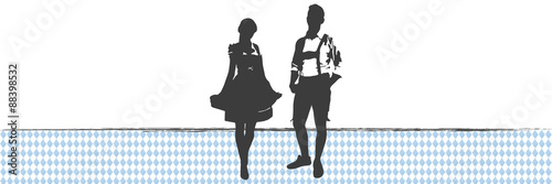 Banner Oktoberfest | Silhouette | Dirndl & Lederhose