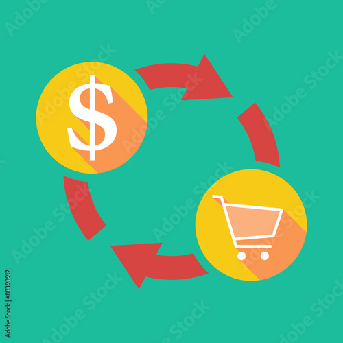 Exchange sign with a dollar sign and a shopping cart