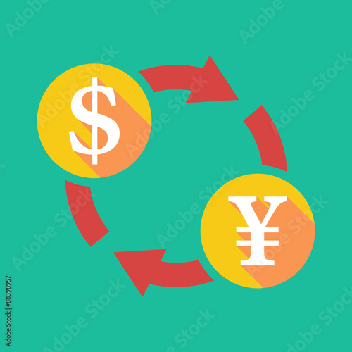 Exchange sign with a dollar sign and a yen sign