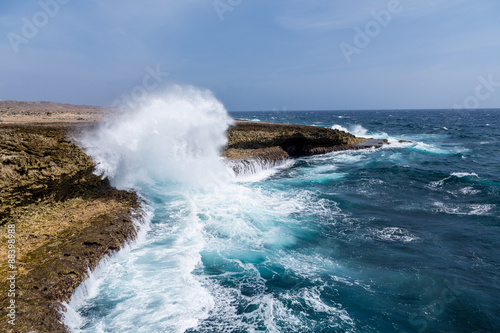 Spray from Surf Hitting Curacao Beach