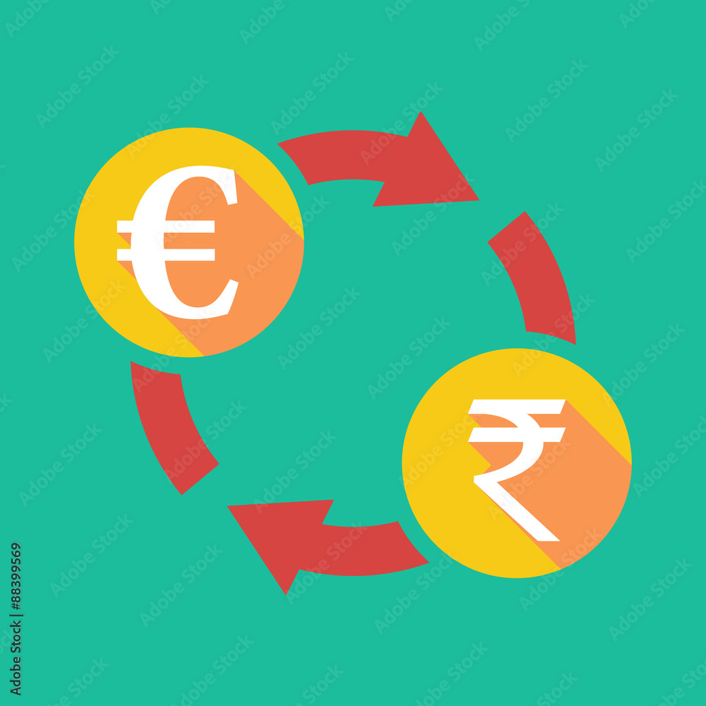 Exchange sign with an euro sign and a rupee sign Exchange sign with an euro sign and a rupee sign