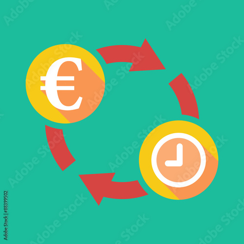 Exchange sign with an euro sign and  a clock