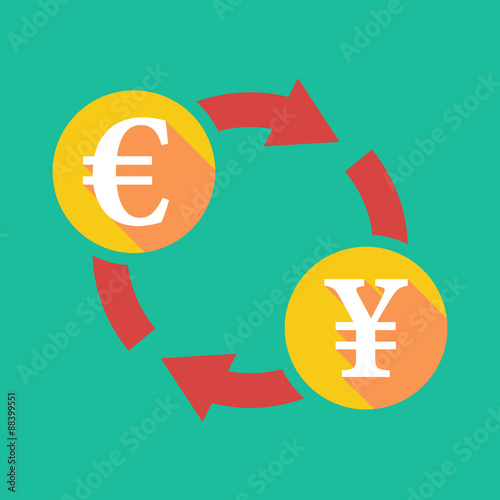 Exchange sign with an euro sign and  a yen sign