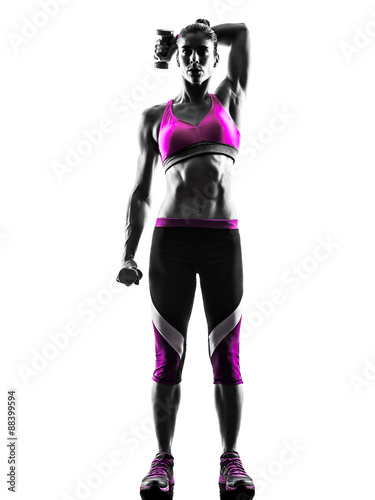 woman fitness Weights exercises silhouette