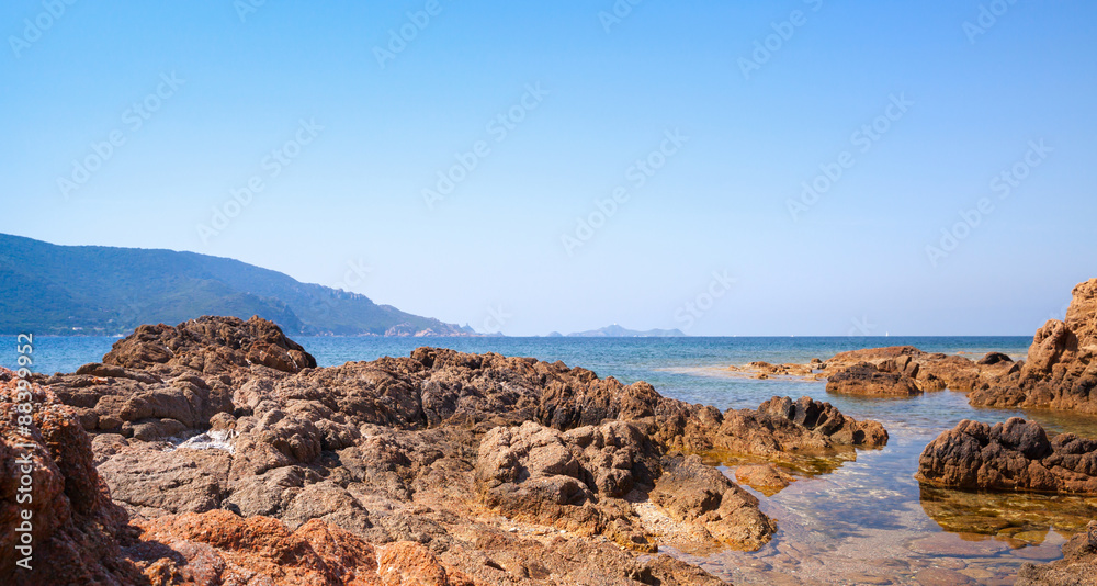 Coastal rocks in the Mediterranean sea water