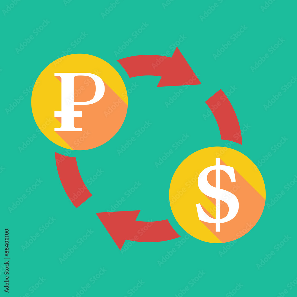 Exchange sign with a ruble sign and a dollar sign Exchange sign with a ruble sign and a dollar sign