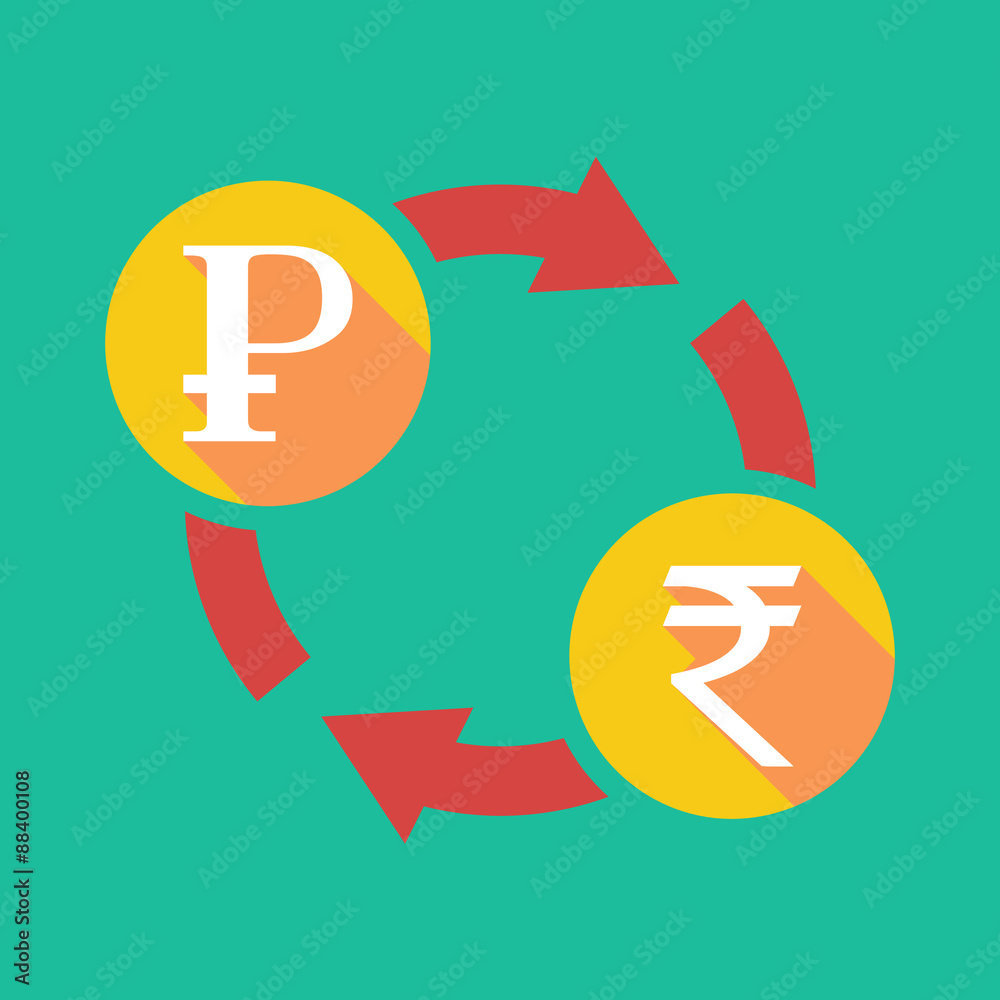 Exchange sign with a ruble sign and a rupee sign Exchange sign with a ruble sign and a rupee sign