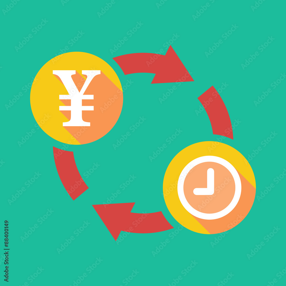 Exchange sign with a yen sign and a clock Exchange sign with a yen sign and a clock