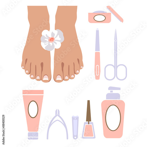 Vector set of pedicure tool