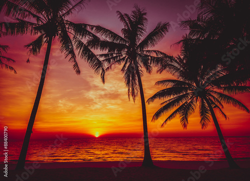 sunset tropical beach.  Beautiful sunset © EwaStudio