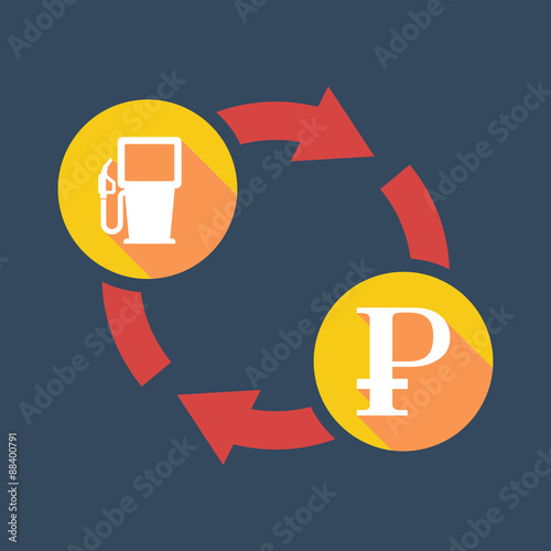 Exchange sign with a gas pump and a ruble sign