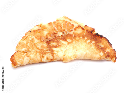 a pancake on a white background