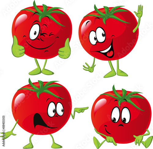 cartoon tomato with many expression, hand and leg