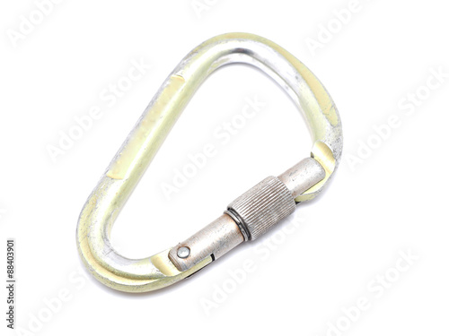 climber carabiner on white background