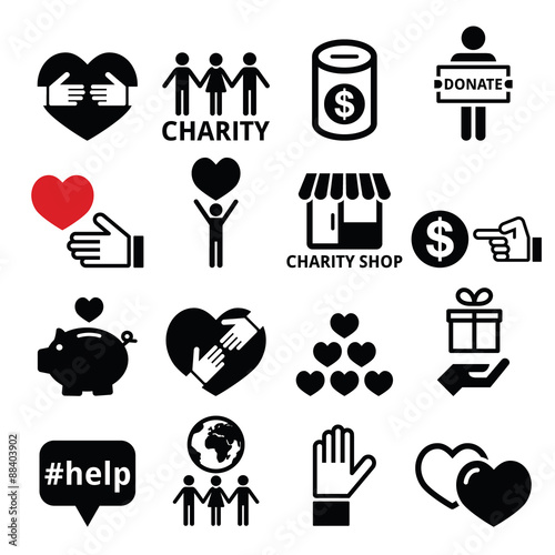 Charity, helping other people icons 