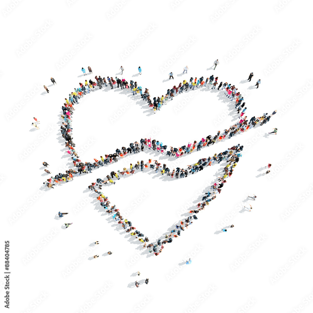 people in the shape of heart . people in the shape of heart .