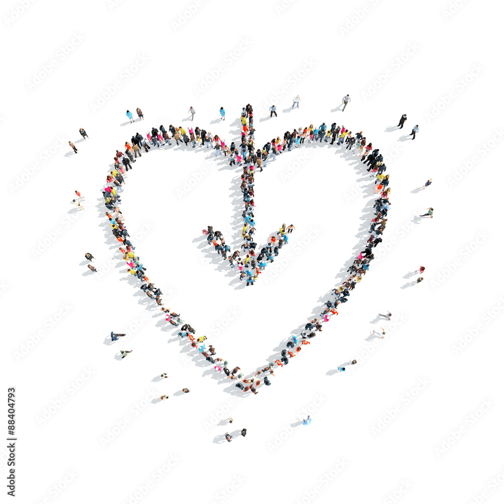 people in the shape of heart . people in the shape of heart .