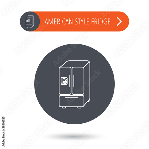 American fridge icon. Refrigerator with ice sign