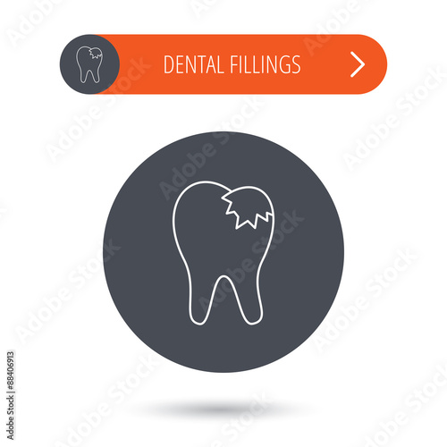 Dental fillings icon. Tooth restoration sign.