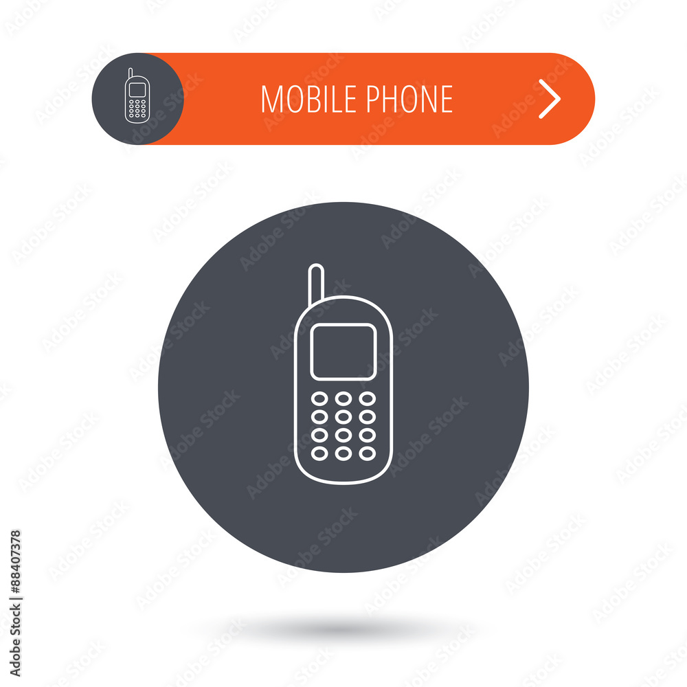 Mobile phone icon. Cellphone with antenna sign. Mobile phone icon. Cellphone with antenna sign.