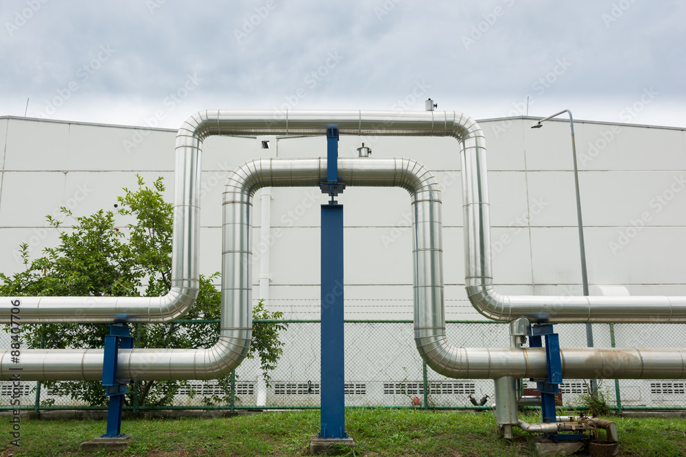 Industrial pipelines in power station facility