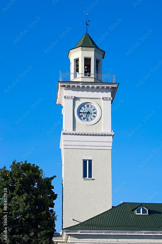 Fototapeta premium Old fire tower with clock