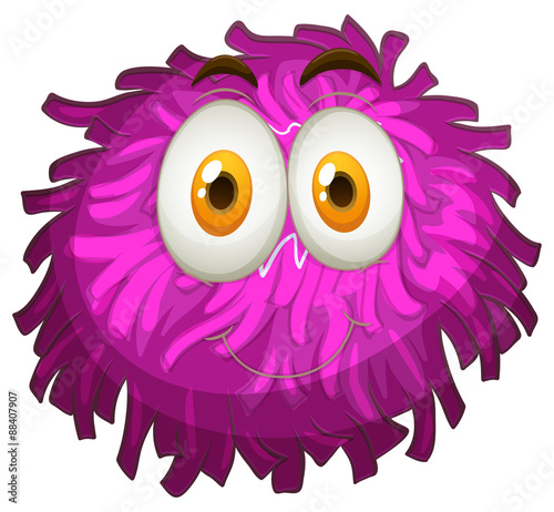 Purple pom-pom with happy face