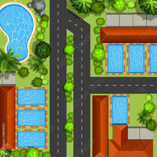 Top view of neighborhood