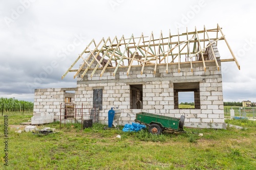 Unfinished house in countryside