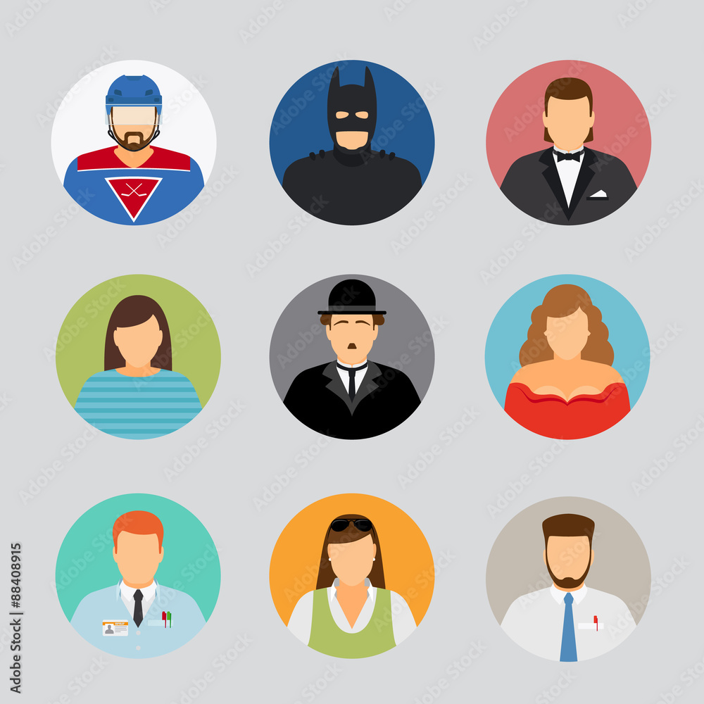 Fototapeta premium Avatar icons in flat design