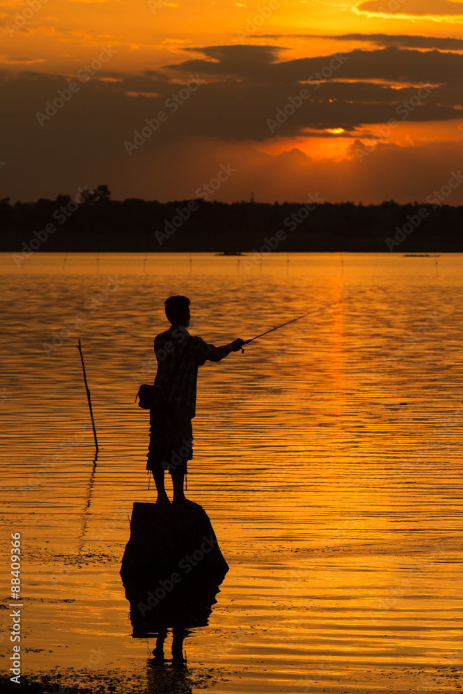 Fishermen silhouette