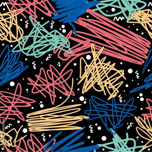 Retro 1980s doodle pattern background