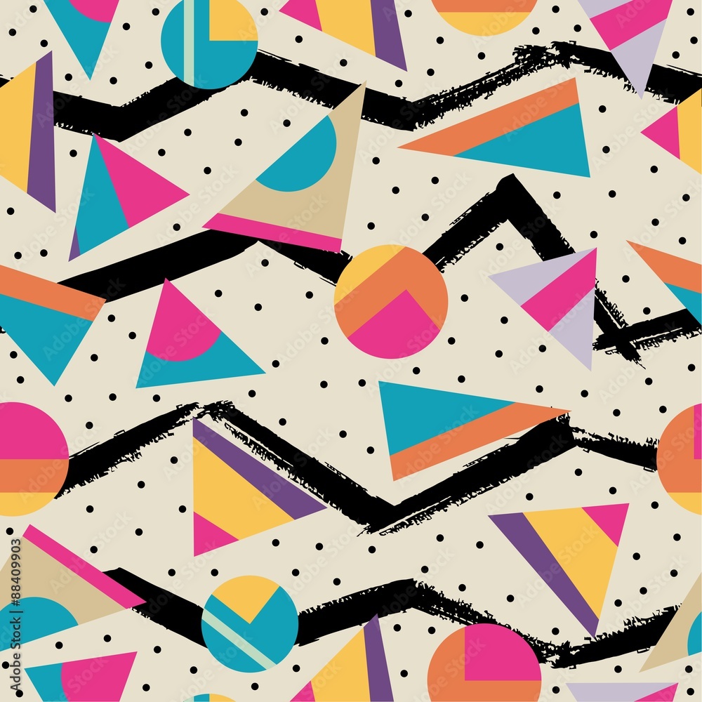 Obraz premium Retro 80s seamless pattern background