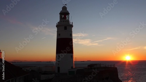 Lighthouse at Sunrise - Europa Point Lighthouse /Trinity Lighthouse at Europa Point, Bay of Gibraltar, Gibraltar.