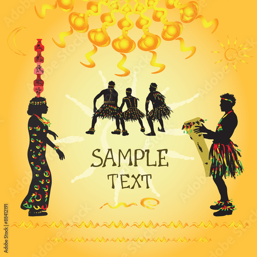 African men and women. Ritual dance.