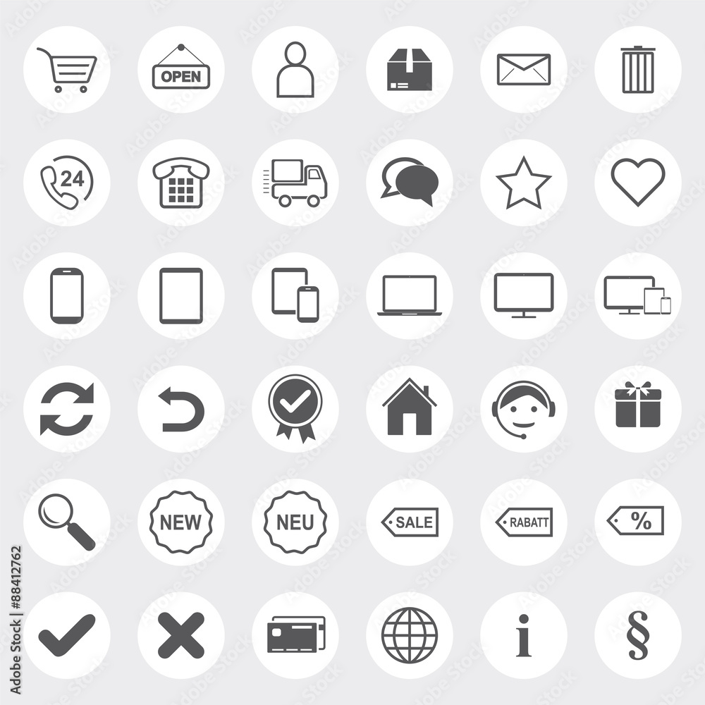 E-commerce flat icon set E-commerce flat icon set