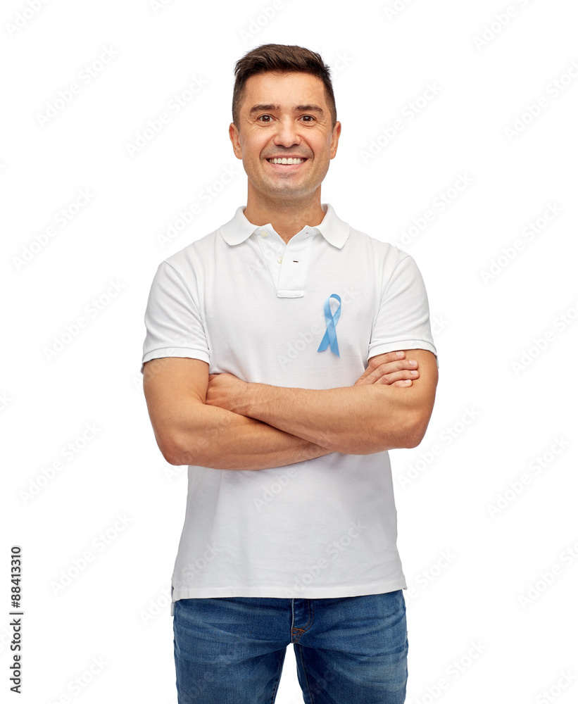 happy man with prostate cancer awareness ribbon happy man with prostate cancer awareness ribbon