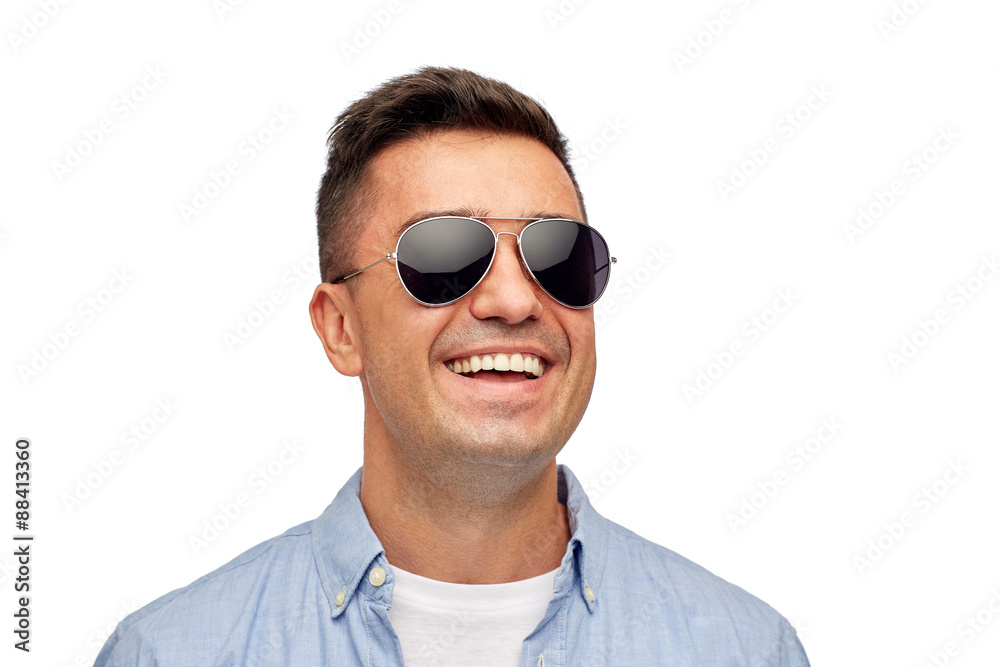face of smiling man in shirt and sunglasses face of smiling man in shirt and sunglasses