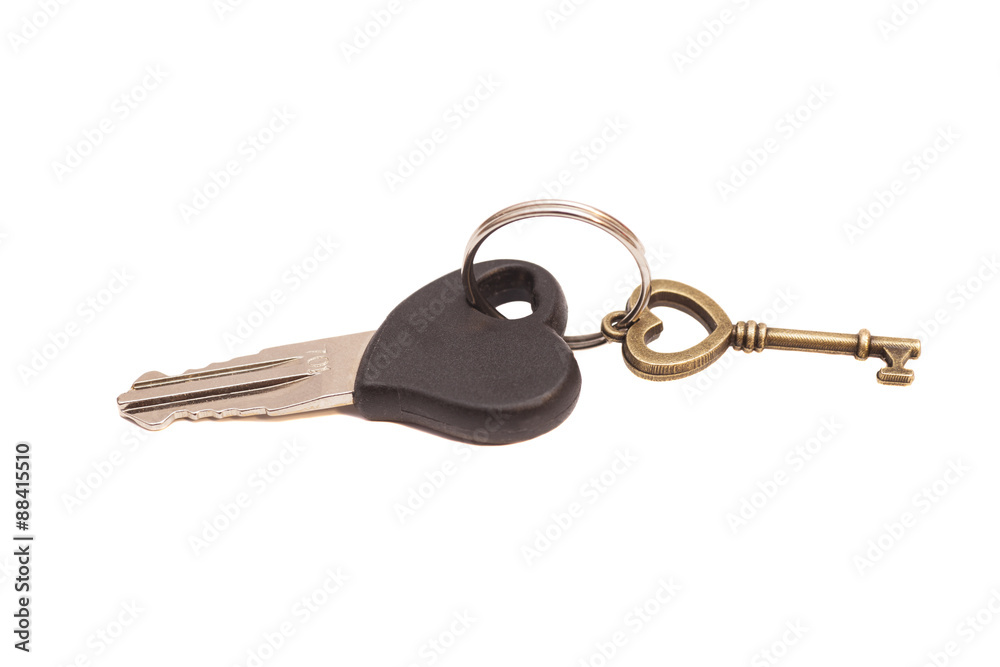 Heart shaped keys isolated on white Heart shaped keys isolated on white