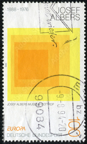 stamp printed in Germany, shows Homage to the Square, by Joseph Albers photo